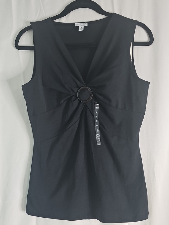 Nine West Tops - Nine West Black Sleeveless Ring-Knot V-Neck Top